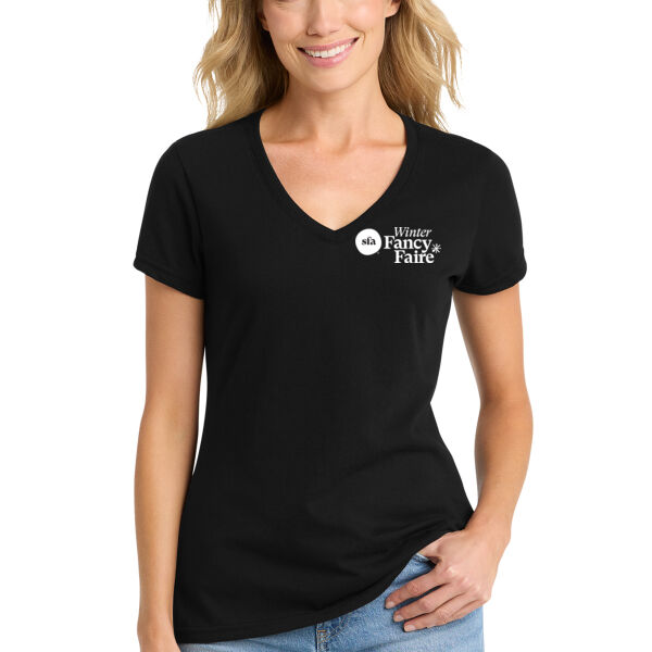 **CLOSEOUT ITEM** Women's Fan Favorite Blend V Neck Tee - Printed Logos Thumbnail